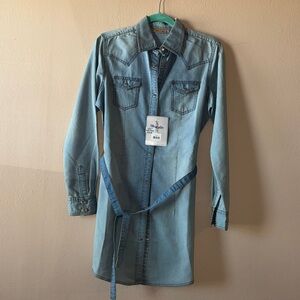 NEW Ladies Wrangler Western Pearl Snap Denim Dress Medium